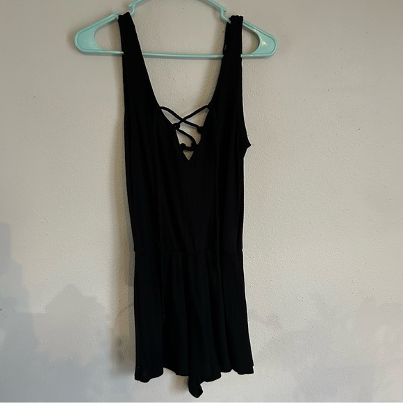Black Ribbed Romper - Picture 2 of 5